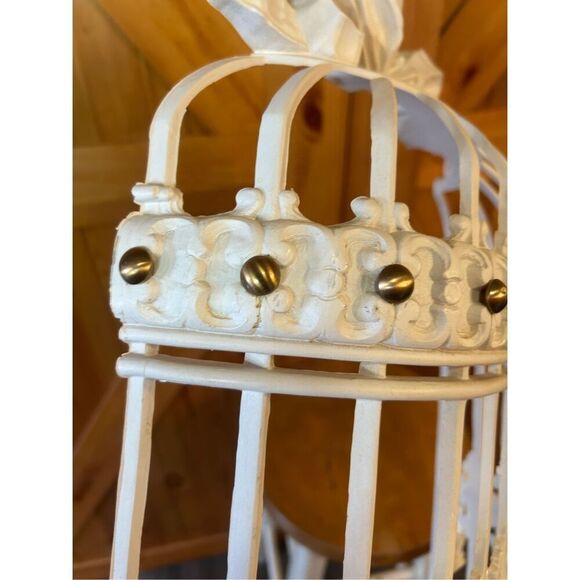 LARGE VINTAGE WHITE RESIN BIRD CAGE WALL HANGING ~ UNIVERSAL STATUARY 1974 - Picture 12 of 13